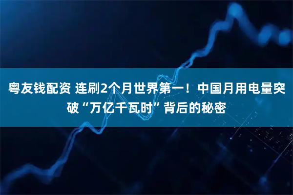 粤友钱配资 连刷2个月世界第一！中国月用电量突破“万亿千瓦时”背后的秘密